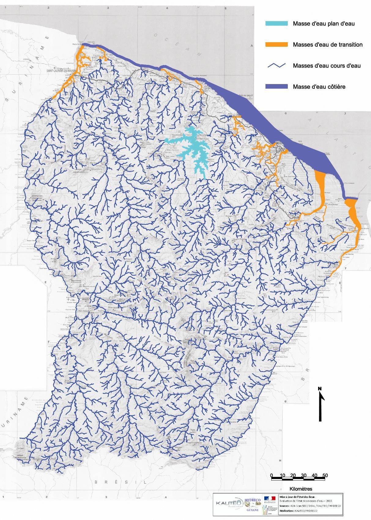 carte masses eau